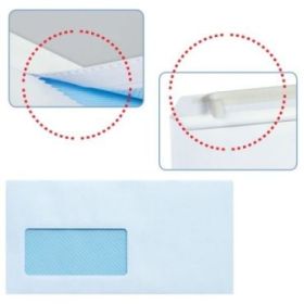 Sam Pack de 500 Sobres Americanos de Papel Offset 90grs con Ventana a la Izquierda - Medidas 115x225mm - Autoadhesivo con Tira de Silicona - Color Blanco