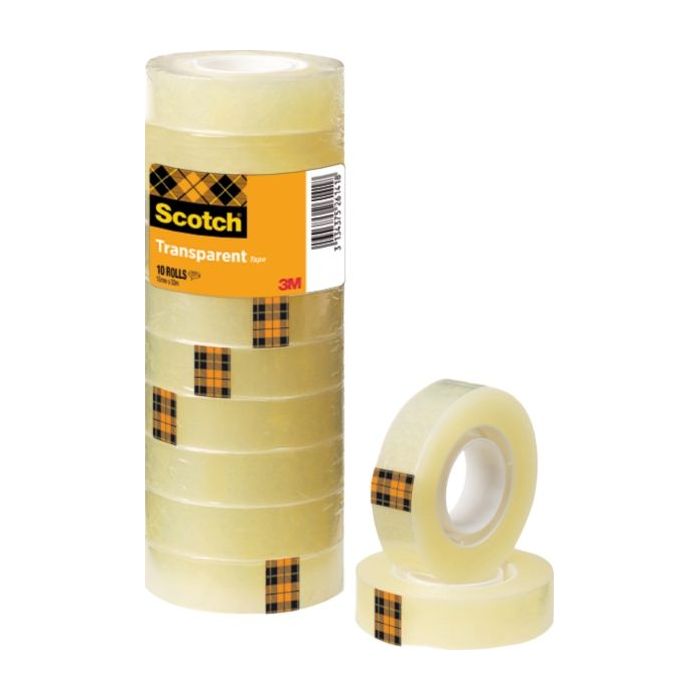 Scotch Pack de 10 Cintas Adhesivas 15mm x 33m - Color Transparente