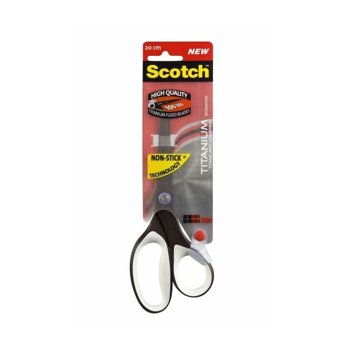 Scotch Tijeras de Titanio 20cm - Antiadherentes - Mango Ergonomico Tacto Suave - Color Blanco/Negro