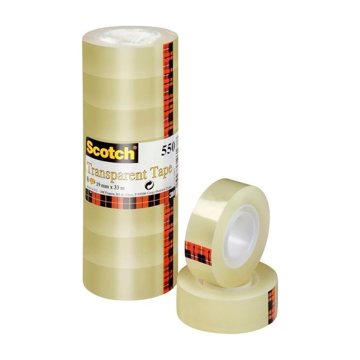 Scotch Pack de 8 Cintas Adhesivas - 19mm x 33m - Color Transparente