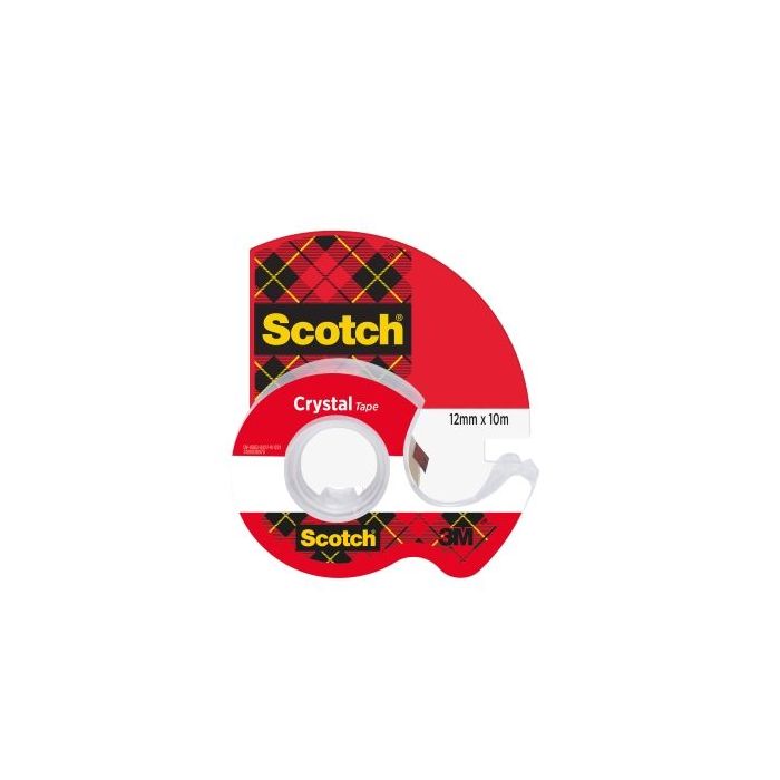 Scotch Crystal Cinta Adhesiva 12mm x 10m - Incluye Dispensador - Supertransparente