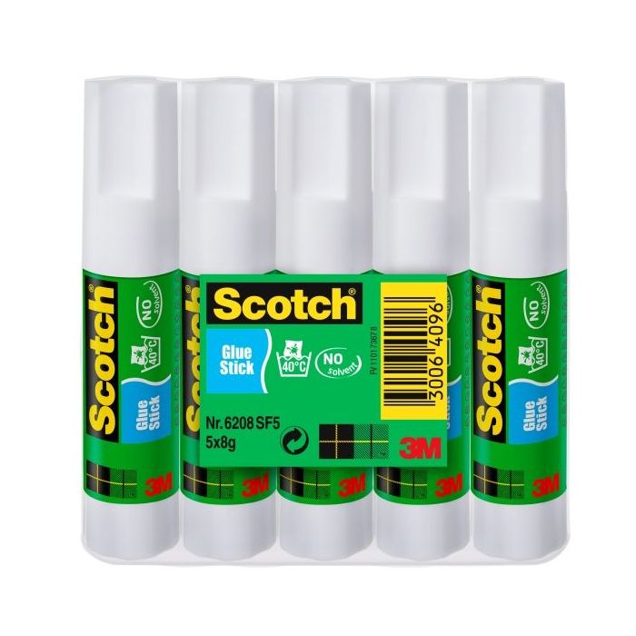 Scotch Pack de 5 Pegamentos en Barra Adhesivo Solido - 8gr por Unidad - Color Transparente