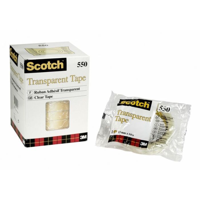 Scotch 550 Pack de 10 Cintas Adhesivas 15mm x 66m - Transparente