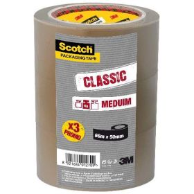 Scotch Classic Pack con 3 Precintos de Embalaje 50mm x 66m - Color Marron