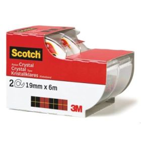 Scotch Crystal Pack de 2 Cintas Adhesivas Invisible - Supertransparente - 19mm x 6m - Color Blanco