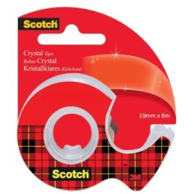 Scotch Crystal Cinta Adhesiva - Incluye Dispensador 19mm x 6m - Color Transparente