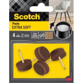 Scotch Pack de 4 Almohadillas de Fieltro con Clavo - Extrasuaves - Diametro de 22mm - Color Marron - SP84N30