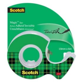 Scotch Magic Cinta Adhesiva Invisible 19mm x 6m - Incluye Dispensador - Color Transparente
