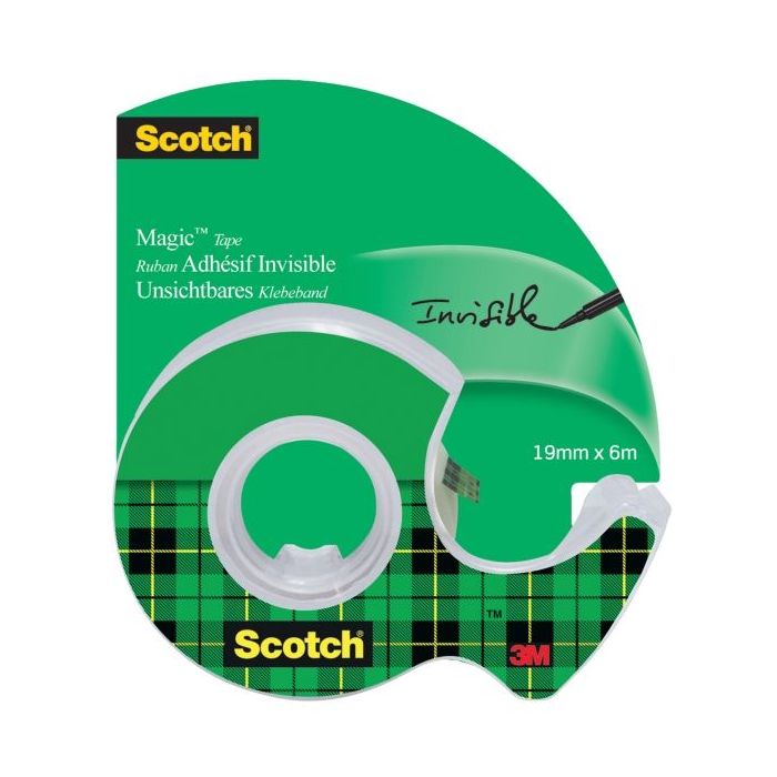 Scotch Magic Cinta Adhesiva Invisible 19mm x 6m - Incluye Dispensador - Color Transparente