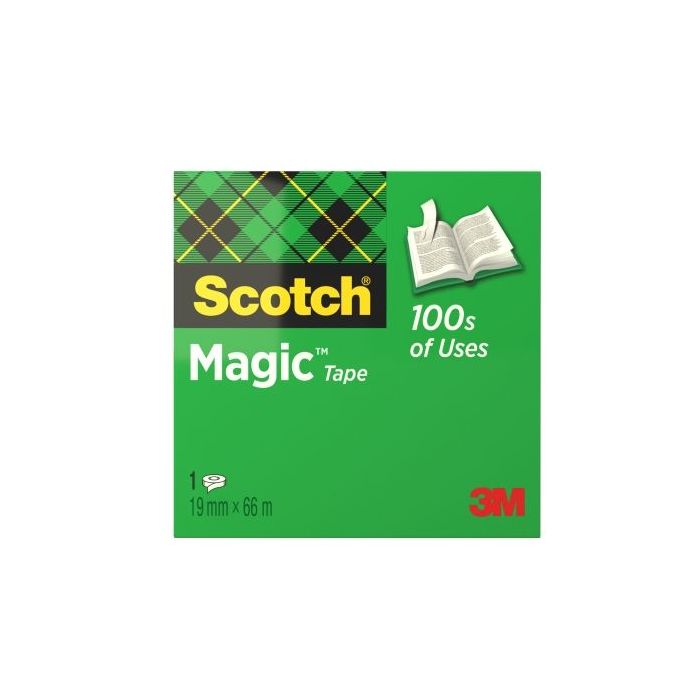 Scotch Magic Cinta Adhesiva Invisible - 19mm x 66m - Color Transparente