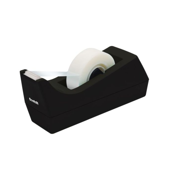 Scotch Dispensador de Cinta Adhesiva - Base Antideslizante - Plastico 100% Reciclado - Cinta No Incluida - Color Negro