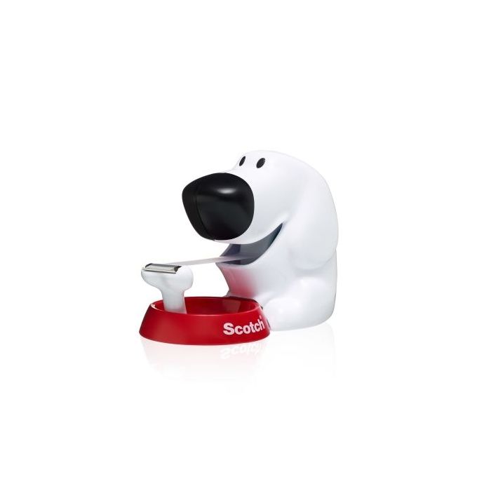 Scotch Magic Dispensador de Cinta Adhesiva - Para Rollos de hasta 19mm x 8.89m - Incluye 1 Cinta Adhesiva - Forma de Perro - Color Transparente