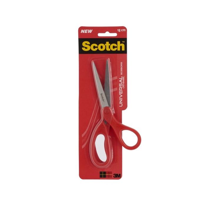 Scotch Tijeras Universales 18cm - Acero Inoxidable - Mango Ergonomico - Color Rojo