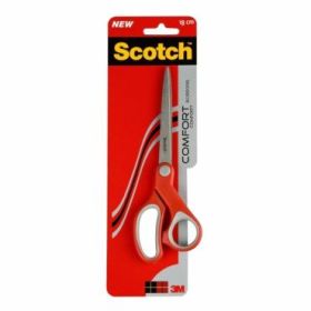 Scotch Comfort Tijeras Ergonomicas 18cm - Acero Inoxidable - Diseño que Reduce la Fatiga - Color Rojo