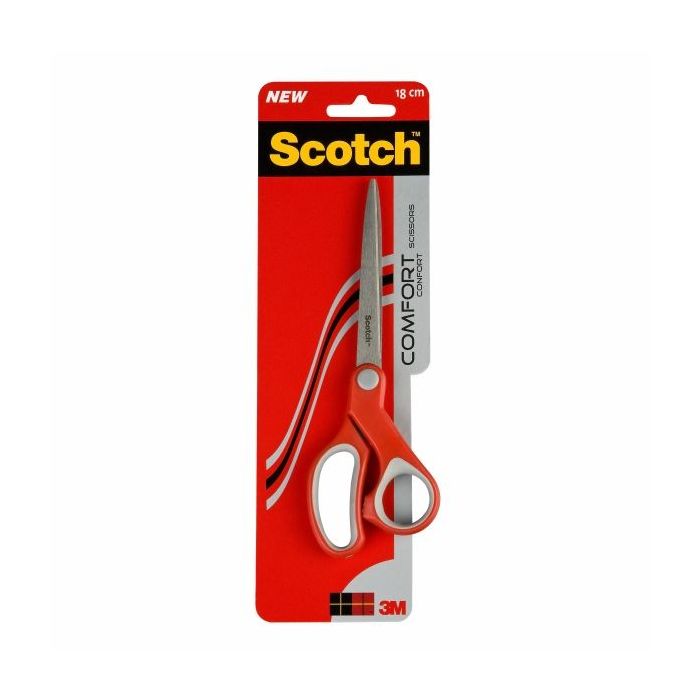 Scotch Tijeras Ergonomicas 20cm - Acero Inoxidable - Mango Ergonomico - Color Rojo