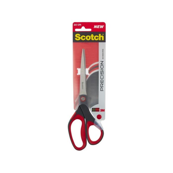 Scotch Tijeras de Precision 20cm - Acero Inoxidable - Corte Preciso - Mango Ergonomico - Color Negro/Rojo