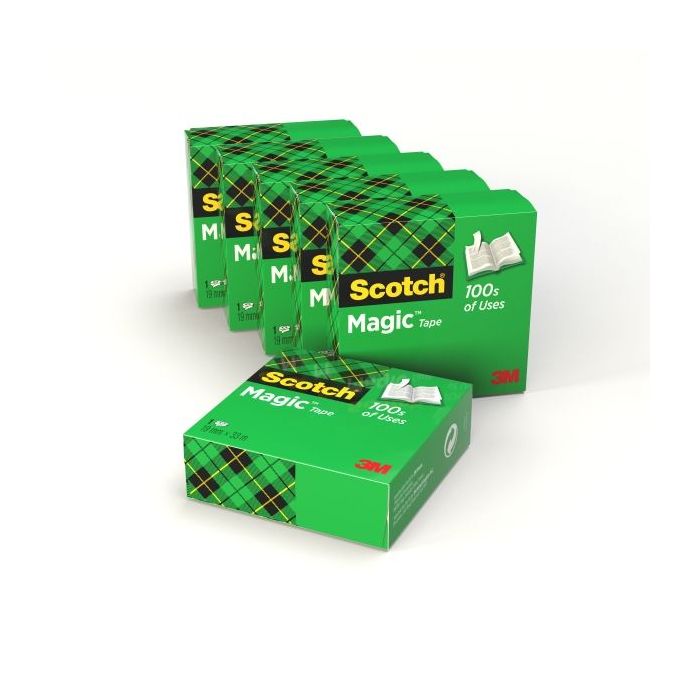 Scotch Magic Pack de 6 Cintas Adhesivas Invisible - 19mm x 33m - Color Transparente