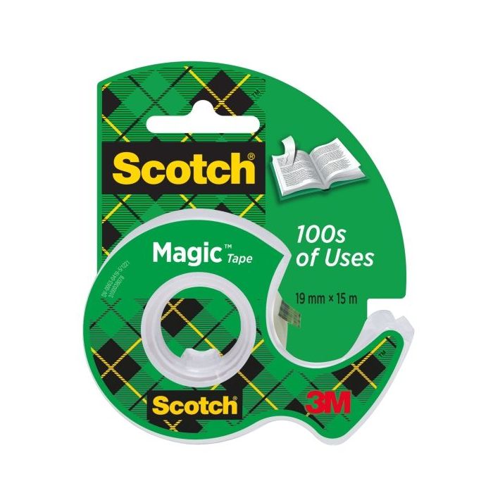 Scotch Magic Cinta Adhesiva Invisible - Incluye Dispensador - 19mm x 15m - Color Transparente