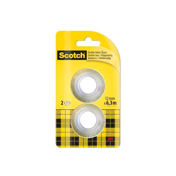Scotch Pack de 2 Cintas Adhesivas de Doble Cara - Recambio - 12mm x 6.3m - Color Transparente