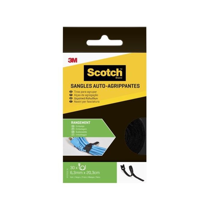 Scotch Pack de 30 Tiras Organizadoras de Cable - 6.3mm x 20.3cm - Color Negro