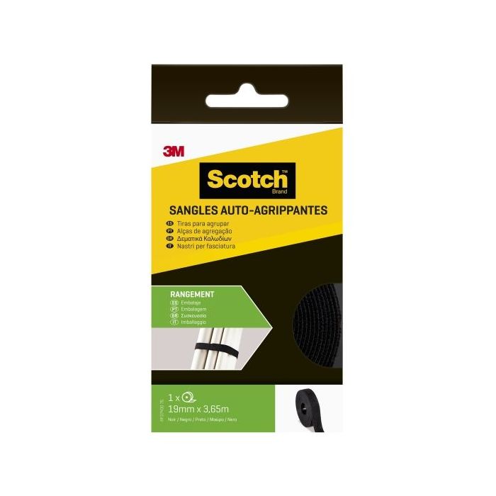 Scotch Tiras Organizadoras de Cable - 19mm x 3.6m - Color Negro