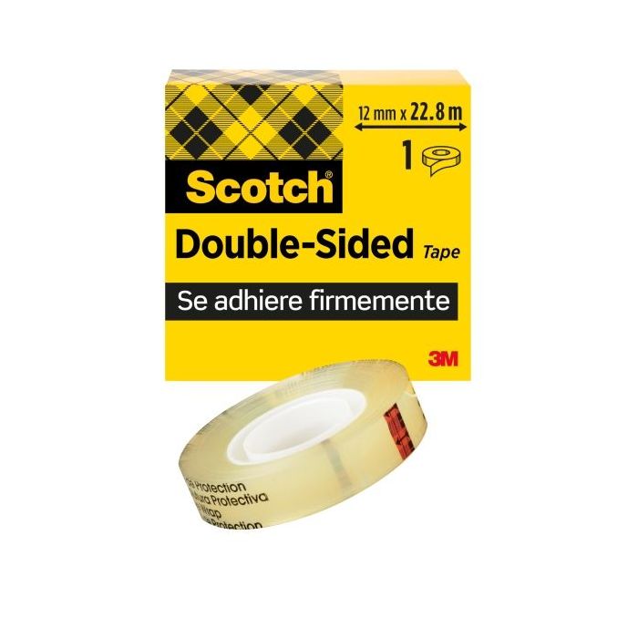 Scotch Cinta Adhesiva de Doble Cara - 12mm x 22.8m - Color Transparente