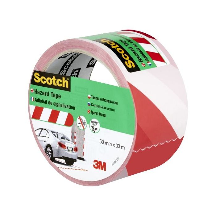 Scotch Cinta Adhesiva de Marcaje - 50mm x 33m - Color Blanco/Rojo