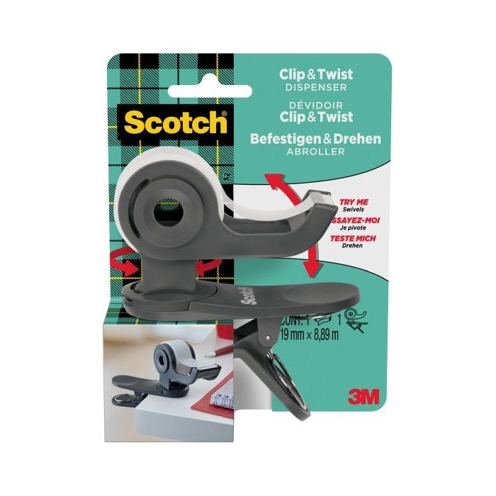 Scotch Dispensador de Cinta Adhesiva - para Cintas de hasta 19mm x 8.89m - Incluye Cinta Adhesiva - Color Gris