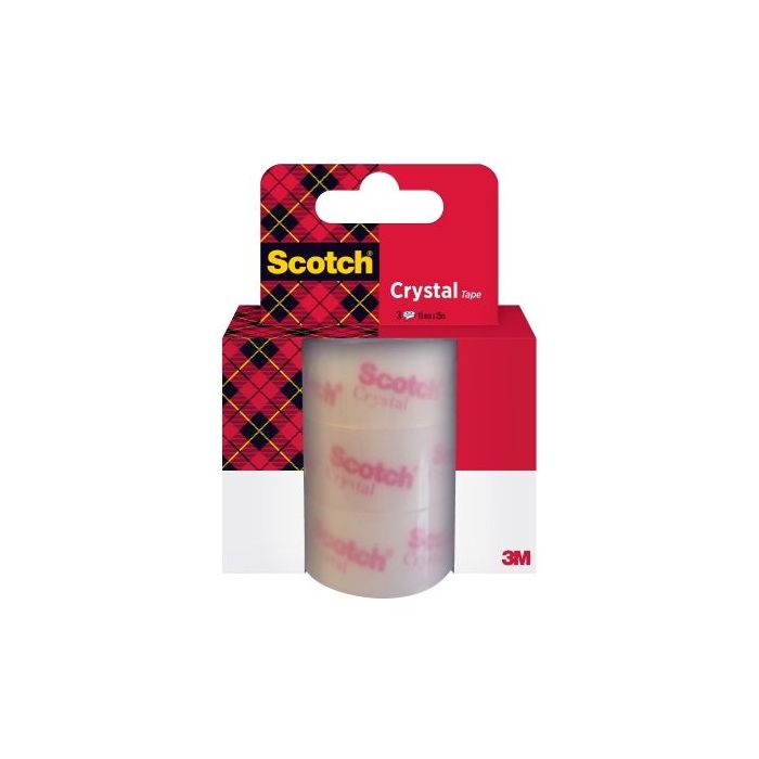 Scotch Crystal Pack de 3 Cintas Adhesivas - Recambio - 19mm x 25m - Color Transparente