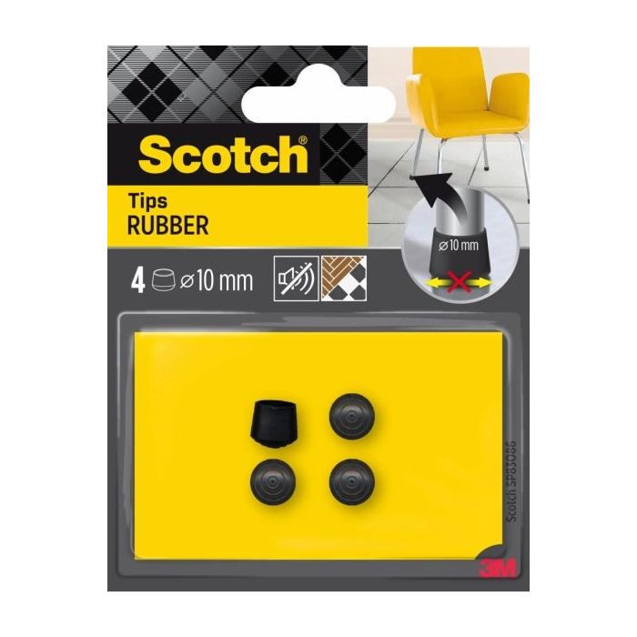 Scotch Pack de 4 Conteras de Goma - Diametro de 10mm - Color Negro