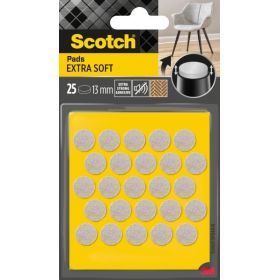 Scotch Pack de 25 Almohadillas de Fieltro Adhesivas - Extra Suaves - Diametro de 13mm - Color Beige