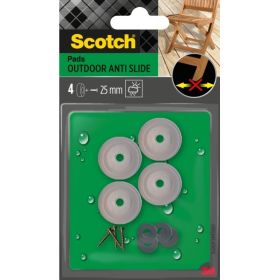 Scotch Pack de 4 Almohadillas Antideslizantes para Artornillar - Uso en Exterior - 25mm - Color Transparente