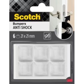 Scotch Pack de 6 Almohadillas Adhesivas Antichoque para Paredes - 21x21mm - Color Transparente