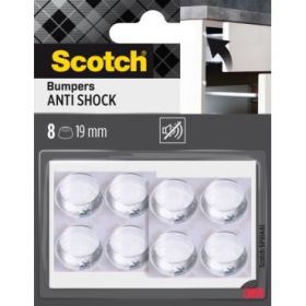 Scotch Pack de 8 Topes Adhesivos para Muebles - Antichoque - Diametro de 19mm - Color Transparente