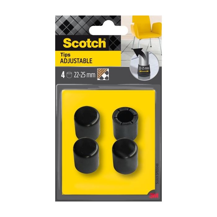Scotch Pack de 4 Conteras Ajustables - Diametro de 22-25mm - Color Negro