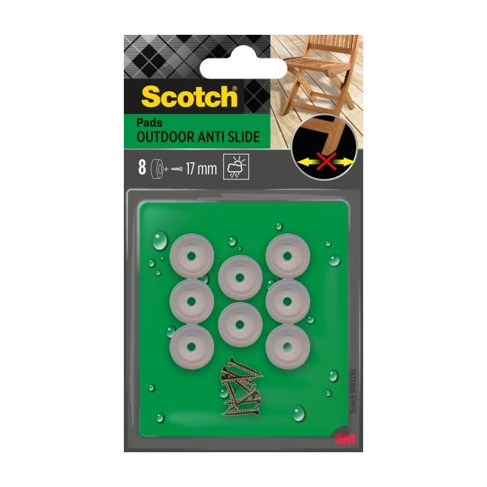 Scotch Pack de 8 Almohadillas Antideslizantes para Artornillar - Diametro 17mm - Uso en Exterior - Color Transparente