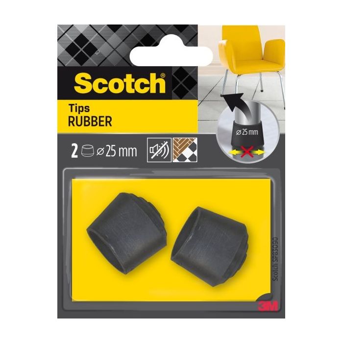 Scotch Pack de 2 Conteras de Goma - Diametro de 25mm - Color Negro