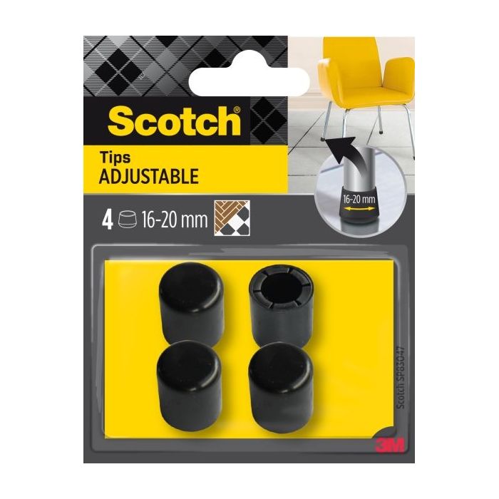 Scotch Pack de 4 Conteras Ajustables - Diametro de 16-20mm - Color Negro
