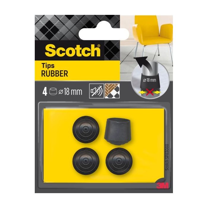 Scotch Pack de 4 Conteras de Goma - Diametro de 18mm - Color Negro