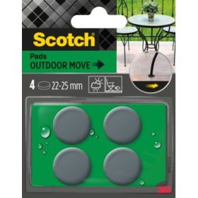 Scotch Pack de 4 Patines Deslizantes Adhesivos - Uso en Exterior - Diametro de 22-25mm - Color Gris