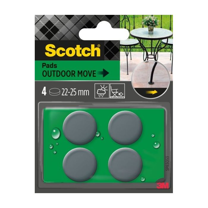 Scotch Pack de 4 Patines Deslizantes Adhesivos - Uso en Exterior - Diametro de 22-25mm - Color Gris