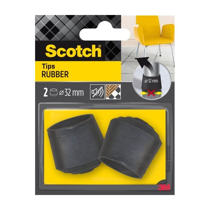 Scotch Pack de 2 Conteras de Goma - Diametro de 32mm - Color Negro