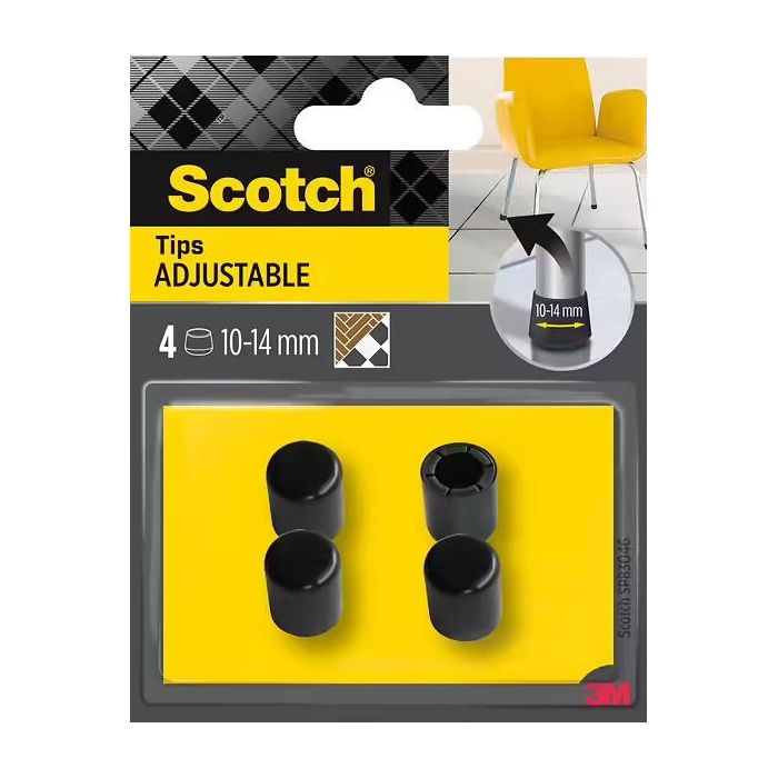 Scotch Pack de 4 Conteras Ajustables - Diametro de 10-14mm - Color Negro