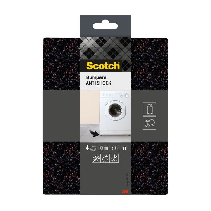 Scotch Pack de 4 Almohadillas Protectoras Antichoque - 100x100mm - Color Negro