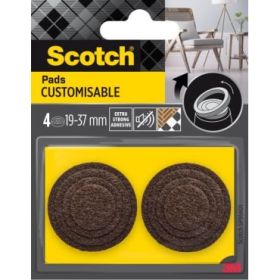 Scotch Pack de 4 Almohadillas Adhesivas Antideslizantes - Personalizables - Diametro de 19 a 37mm - Color Marron