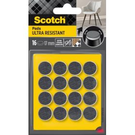 Scotch Pack de 16 Almohadillas de Fieltro Adhesivas - Ultra Resistentes - Diametro de 17mm - Color Blanco/Gris