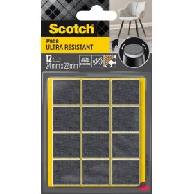Scotch Pack de 12 Almohadillas de Fieltro Adhesivas - Ultra Resistentes - 24x22mm - Color Blanco/Gris