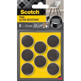 Scotch Pack de 8 Almohadillas de Fieltro Adhesivas - Ultra Resistentes - Diametro de 25mm - Color Blanco/Gris