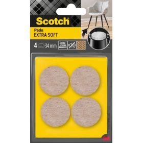 Scotch Pack de 4 Almohadillas de Fieltro Adhesivas - Extra Suaves - Diametro de 34mm - Color Beige