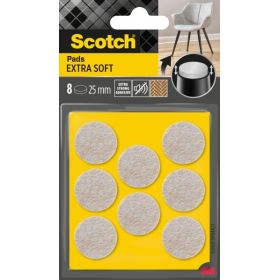 Scotch Pack de 8 Almohadillas de Fieltro Adhesivas - Extra Suaves - Diametro de 25mm - Color Beige
